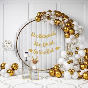 HOUSE OF PARTY White and Gold Balloons 110 Pcs - Large Gold and White Balloon Garland Kit