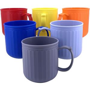 YUYUHUA 13 oz Plastic Coffee Mugs set of 6 - Unbreakable Coffee Mug, BPA Free Microwave & Dishwasher Safe - Reusable Thick Wall Drinking Cups for Indoor and Outdoor (Assorted Color)