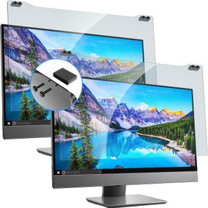 ZYY 2 Pack Diagonal 27 Inch Computer Screen Blue Light Blocker for (W 24 1/8 x H 14) Monitor, Desktop PC UV Blocking Filter for Eye Strain, Hanging Anti Blue Light Screen Protector 27 Inch