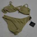 ZAFUL Women's Solid High Cut Cheeky Textured Twisted Knot Bikini Set Two Piece Swimsuit (3-Green#8, M)