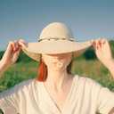 Hat Band for Cowboy Cowgirl, Turquoise Hand Made Replaceable Beaded Belt for Panama Fedora (Beige Star)