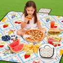 Extra Large Picnic Blanket Waterproof,80"x 80"Foldable Machine Washable Beach Blanket,Outdoor Blanket for 6-8 Adults,Suitable for Indoor Crawling,Park Beach,Camping,Hiking,Family Travel(Fruit)
