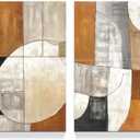 Modern Abstract Wall Art Prints: Contemporary Abstract Color Block Painting Aesthetic Neutral Black Brown Artwork Geometric Canvas Picture for Living Room Bedroom Office 11" x 16" x 2 Panel