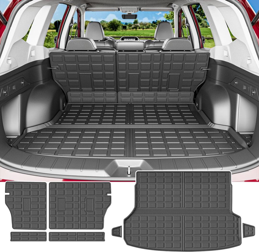 powoq Cargo Mat Compatible with 2019-2024 Subaru Forester Trunk Mat Cargo Liner Back Seat Protector TPE Replacement for 2019-2021 2022 2023 2024 Subaru Forester Accessories (Trunk Mat+Backrest Mats)