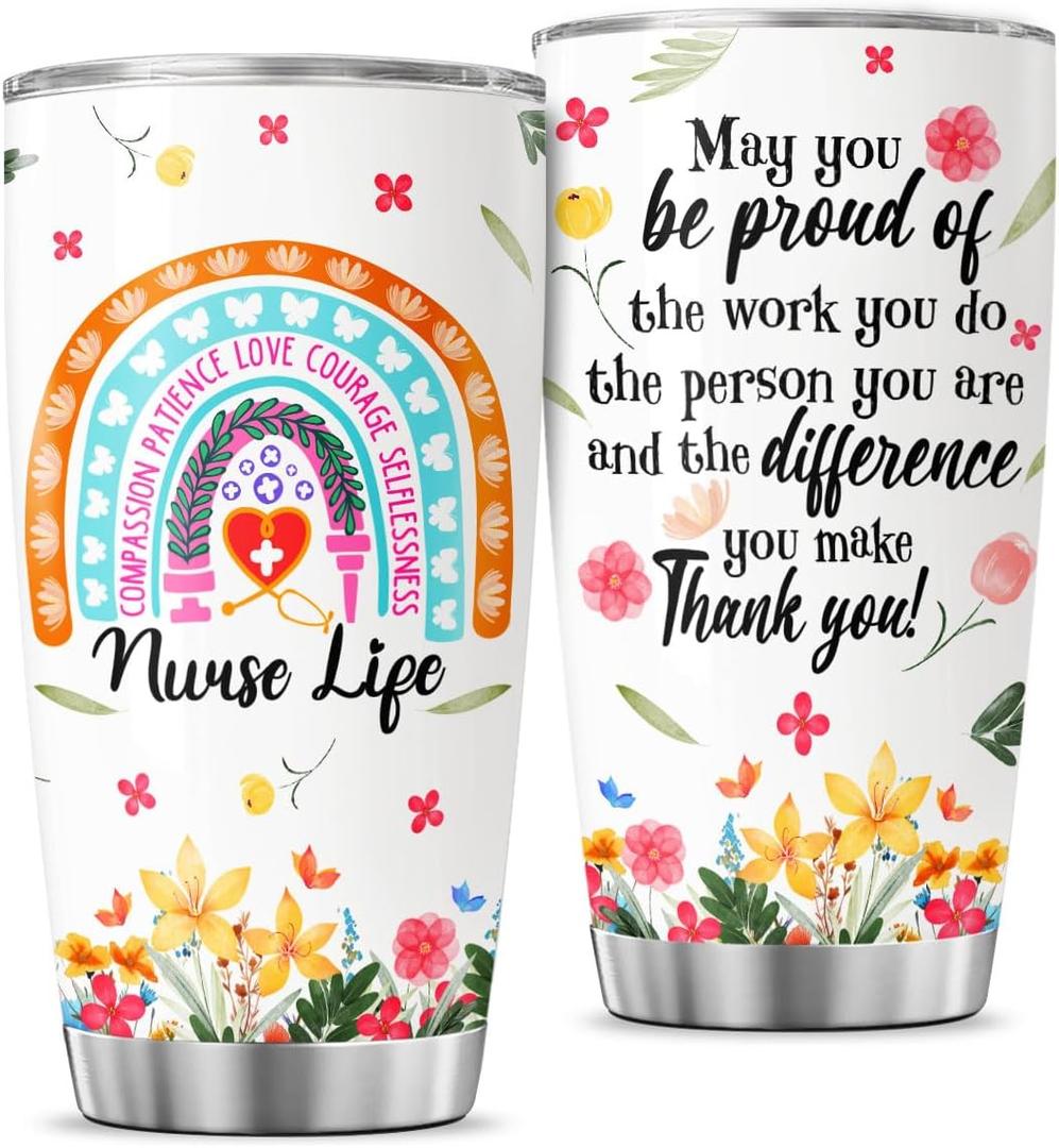 Cups Nursing Week For Tumblers School Nurses Women Coffee, Nurse Life Motivational, Tumbler 20 Oz With Lid And Straw, Nurse Gifts