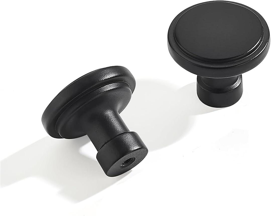 khtumeware 10 Pack Large Knob Black Cabinet Knobs Solid Heavy Duty Knobs Drawers Bi-Fold Door Knob Cabinet Hardware for Kitchens Bathroom