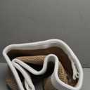 OIASKET Large Blanket Storage Basket for Living Room, 22.8" x 22.8" x 13" Woven Cotton Rope Basket with Handles, Baby Toy Storage, Laundry Hamper for Clothes, Pillows, Towels-Yellow and White (90L)