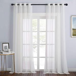 NICETOWN Beige Sheer Curtains for Living Room 120 inches Long, Grommet Voile Sheer Window Treatment Privacy with Light Penetration for Bedroom/Home Family, W54 x L120, 2 Panels
