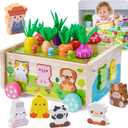 Toddler Montessori Wooden Farm Toys | Babies 12-18 Months Toy with Game Map for 1 2 3 Year Old Boys Girls | 1st First Birthday Gifts for 1-2 Years | Wood Learning Educational Toys Fine Motor Skills