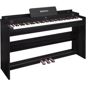 WENCAI 88 Key Fully Weighted Digital Piano Keyboard, 88 Keys Hammer Action Electric Pianos, Wooden Classic Upright Electronic Piano for Beginner, Professional, Midi Compatible, Triple Pedal (Black)
