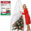 PROWEE White Christmas Tree Bag 7ft9ft, Semi-Translucent Tear-Resistant Christmas Tree Cover for Upright Storage, Moving & Disposal