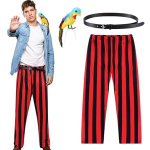 Maiteenly 3 Pcs Halloween Ace Detective Costume Accessories Simulation Parrot Striped Pants and Belt for Holidays Cosplay (L)
