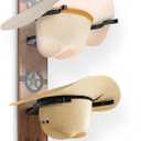 VOYX Cowboy Hat Rack Wall Mount  Rustic Wooden Board with 4 Heavy-Duty Western Hooks  Metal Horseshoe & Star Decor  Cowboy Hat Holder for Entryway, Bedroom, or Ranch  Includes Screws & Anchors