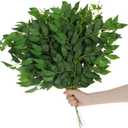 24 Pcs Italian Ruscus Greenery Stems, 21.6 Inch Artificial Green Plants Stems Leaves Faux Greenery for Centerpieces, Wedding Arch, Bouquet, Vase Filler, Home Decor