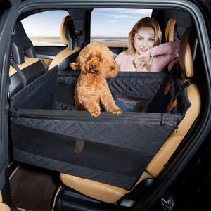 Medium Dog Car Seat,Back Seat Extender for Dogs,Waterproof Large Dog Seat Cover for Backseat, Pet Bed for Car Hammock(Black-s)