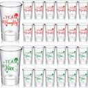 Layhit 24 Pcs Christmas Shot Glasses Bulk Holiday Red and Green Shot Glasses Team Christmas Mini Glass Cups Holiday Cup Decorations Xmas Party Favors Gifts for Drinking Glass