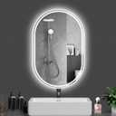 Oval LED Bathroom Mirror, 24"x 40" Frameless LED Mirror with Front Light and Backlit, Anti-Fog, Dimmable Modern Wall Mounted Lighted Mirror, Pill-Shaped Smart Mirror Bathroom
