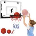 Large Basketball Hoop Indoor for Kids & Adults - 23x16 Inch Board with Over Door/Wall Mount | Includes 3 Balls & 2 Nets | All-Ages for Christmas Birthday