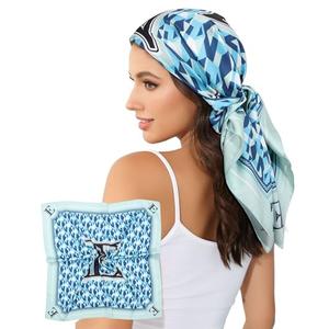 AWAYTR 35” Alphabet Head Scarf for Women Like Silk Scarf for Hair Scarves Hair Bandana For Women Headscarf Hair Wrap Scarfs Neck (E) Pack Of 2