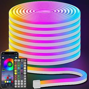 AILBTON 50FT Led Neon Rope Lights Control with App/Remote,Flexible Led Rope Light,Multiple Modes,IP65 Outdoor RGB Lights Waterproof,Music Sync Gaming Led Neon Strip Light for Bedroom Decor