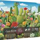 Cactus Landscape Puzzles for Adults 1000 Pieces, Nature Flower Plant Jigsaw Puzzles, Succulent Bird Desert Puzzles