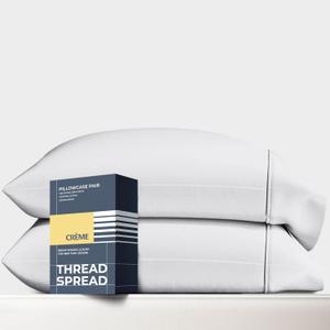 THREAD SPREAD 100% Egyptian Cotton King Size Pillow Cases Set of 2 - Luxury 1500 Series Pillow Cases King Size (White), Soft Cooling Envelope Closure Hotel Quality Egyptian Cotton Pillowcases