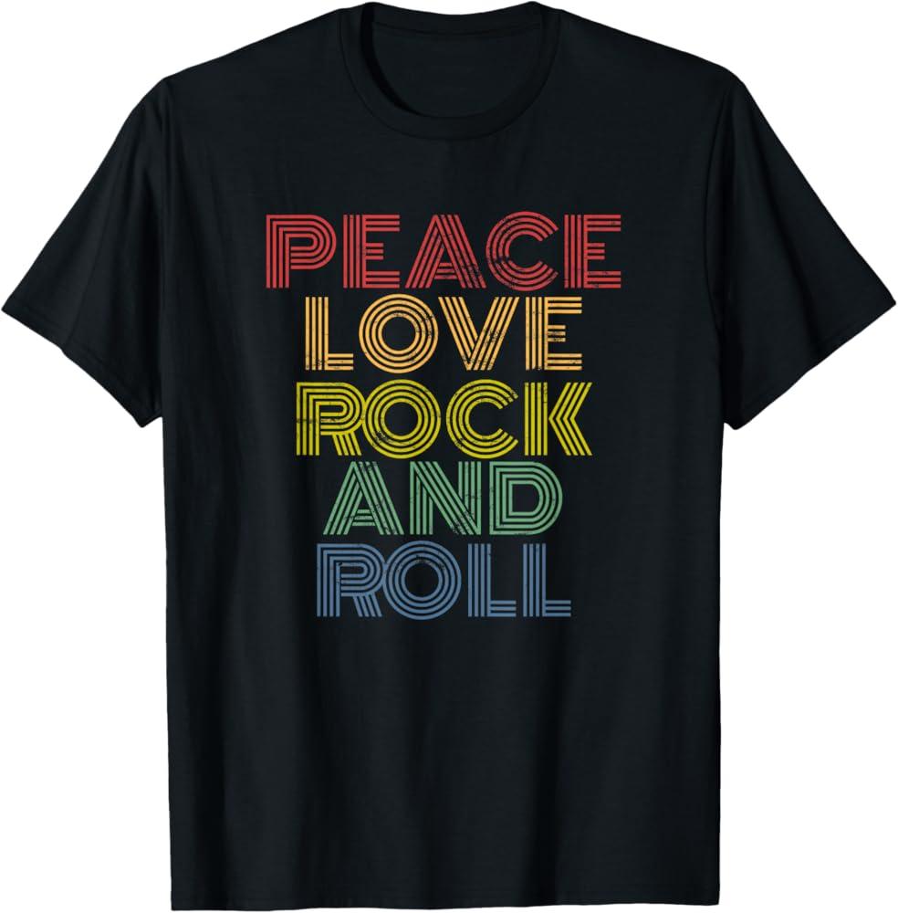 Peace Love Rock'n'Roll Distressed Rock Concert T-Shirt, 2XL
