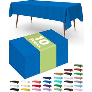 Pureegg Plastic Table Cloth Disposable 10 Pack, 54 x 108 Inch Table Cloths, Patriotic Decorations, Thanksgiving, Veterans Day Tablecloths, Rectangle, Plastic Cover, Leakproof & Sturdy, Blue