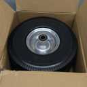 RRQ 10 Inch Solid Polyurethane Tire 4.10/3.50-4 Tire, 10" Flat Free Wheels with 5/8" Bearings, 2.2" Offset Hub for Garden Cart, Hand Truck, Lawn Cart, Mower (2 Pack)