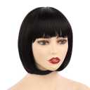 Onedor 10" Short Straight Hair Flapper Cosplay Costume Bob Wig (4#-Dark Brown)