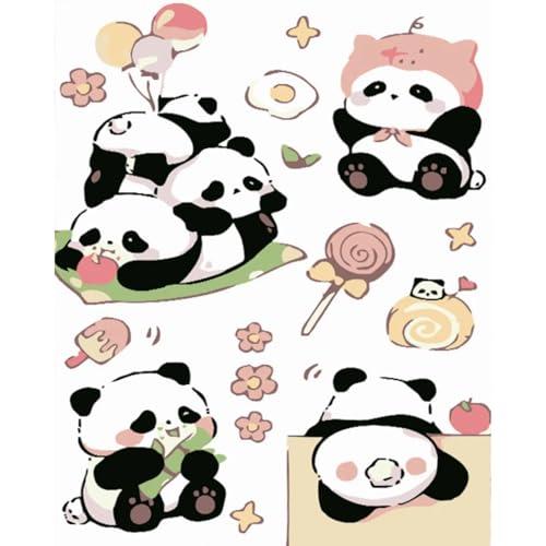 YiLUAN Paint by Numbers Canvas Kit for Adults Beginners with Framed Canvas,16" Wx20 H Canvas Paint Animal Number Artist Painting Kits - Panda
