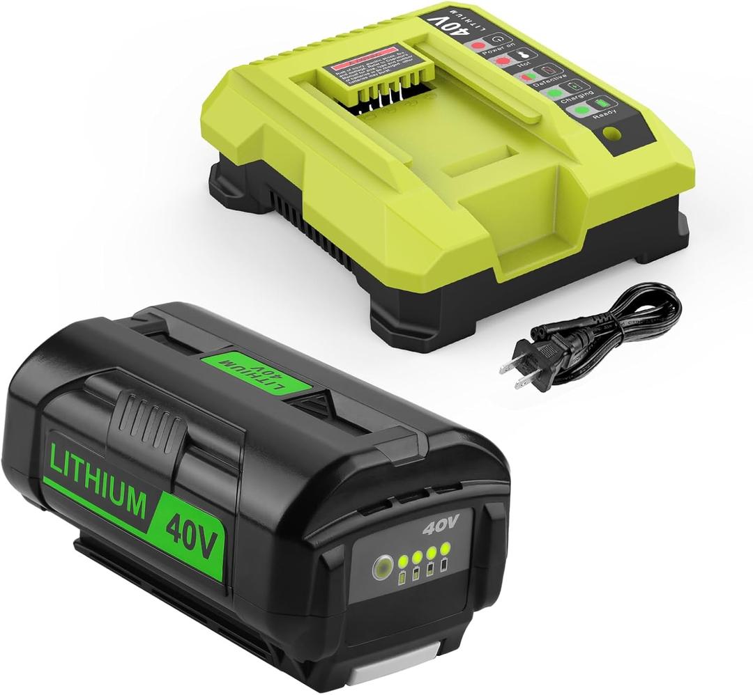 Powilling 40V 6.5Ah Replacement for Ryobi 40V Battery and Charger Kit Compatible with Ryobi Battery 40 Volt OP4026 OP40601 OP4050A OP4040 OP4030 OP4050 with OP401 40 Volt Charger