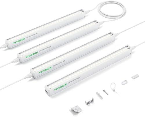 VIVOSUN T5 Grow Lights for Indoor Plants, 5000K Full Spectrum 24W(4 X 6W), 1FT LED Plant Light Strip for Seed Starting, Greenhouse, Hydroponics, SGS Compatible, Linkable, 4-Pack