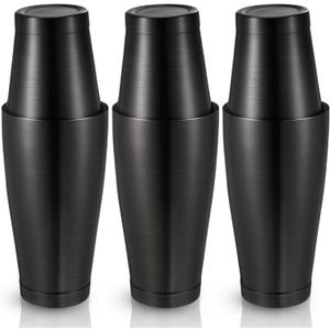 Sabary 6 Pcs Cocktail Shakers Professional Bar Shaker Boston Set Stainless Steel Martini Drink Mixer Basic Tool Weighted Shake Metal Can Cocktail Shaker Set, 18 Oz, 28 oz (Sanding Black)