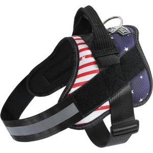 Dog Harness, No-Pull Reflective Dog Vest, Breathable Adjustable Pet Harness with Handle for Outdoor Walking - No More Pulling, Tugging or Choking (Flag, Small)