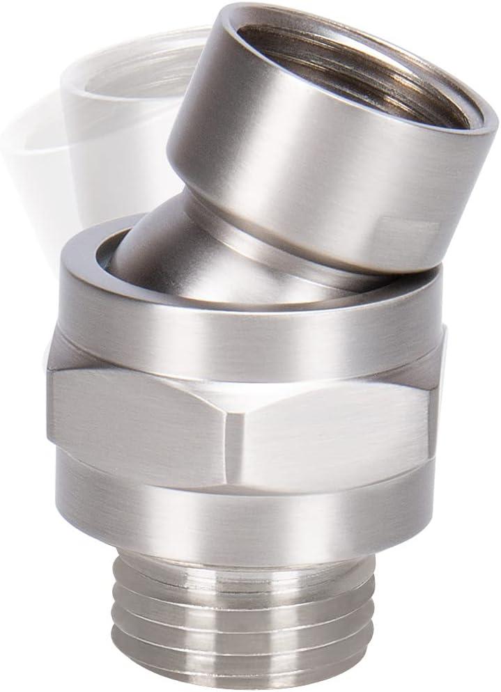 NearMoon Shower Head Swivel Ball Adapter - Solid Brass Shower Connector Ball Joint Adjustable Universal Shower Arm Extension Component (Brushed Nickel)
