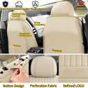 Leather Seat Covers, Beige Car Seat Covers Front Pair, Breathable Car Seat Protectors, Wear-Resistant Car Accessories, Universal Fit for Most Cars,SUVs Truck (Beige-Stripes, Front Pair)