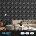 Art3d Decorative Textured PVC 3D Wall Panels for Interior Wall Decor in Living Room, Bedroom in Black, Pack of 33 Tiles, 32 Sq.Ft