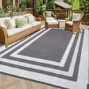 Outdoor Rug 5x8 Waterproof Outdoor Plastic Straw Rug, Lightweight Portable Outside Solid Carpets Reversible Plastic Straw Patio Rug for RV Camping Picnic Beach Backyard Deck,Grey