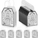 Colarr 50 Pcs House Shaped Gift Bag Real Estate Agent Supplies Real Estate Gift Treat Bag with Handles Kraft for Shopping Business Wedding Baby Shower Birthday Housewarming Home Party Favor(White)