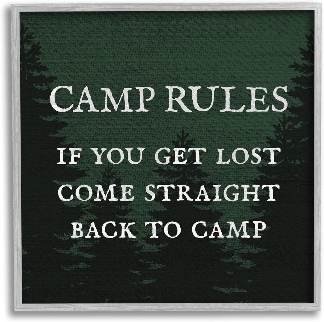 Stupell Industries Camp Rules If You Get Lost Funny Giclee Framed Wall Art, Design by Daphne Polselli (17L" x 17W")