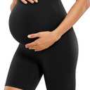 CRZ YOGA Womens Butterluxe Maternity Biker Shorts Over The Belly 6" - Pregnancy Yoga Workout Activewear (Black), XL