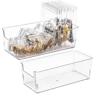 2 Pack Earring Organizer Clear Jewelry Box Case for Teen Girls Women, 60 Pack PVC Clear Jewelry Anti Oxidation Zipper Bags for Packaging Jewelry Rings Earrings Necklace Bracelets