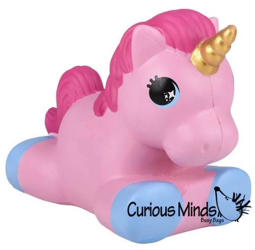 12" Jumbo Pony Unicorn Squishy Slow Rise Foam Pet Animal Toy - Scented Sensory, Stress, Fidget Toy (Blue/Pink)