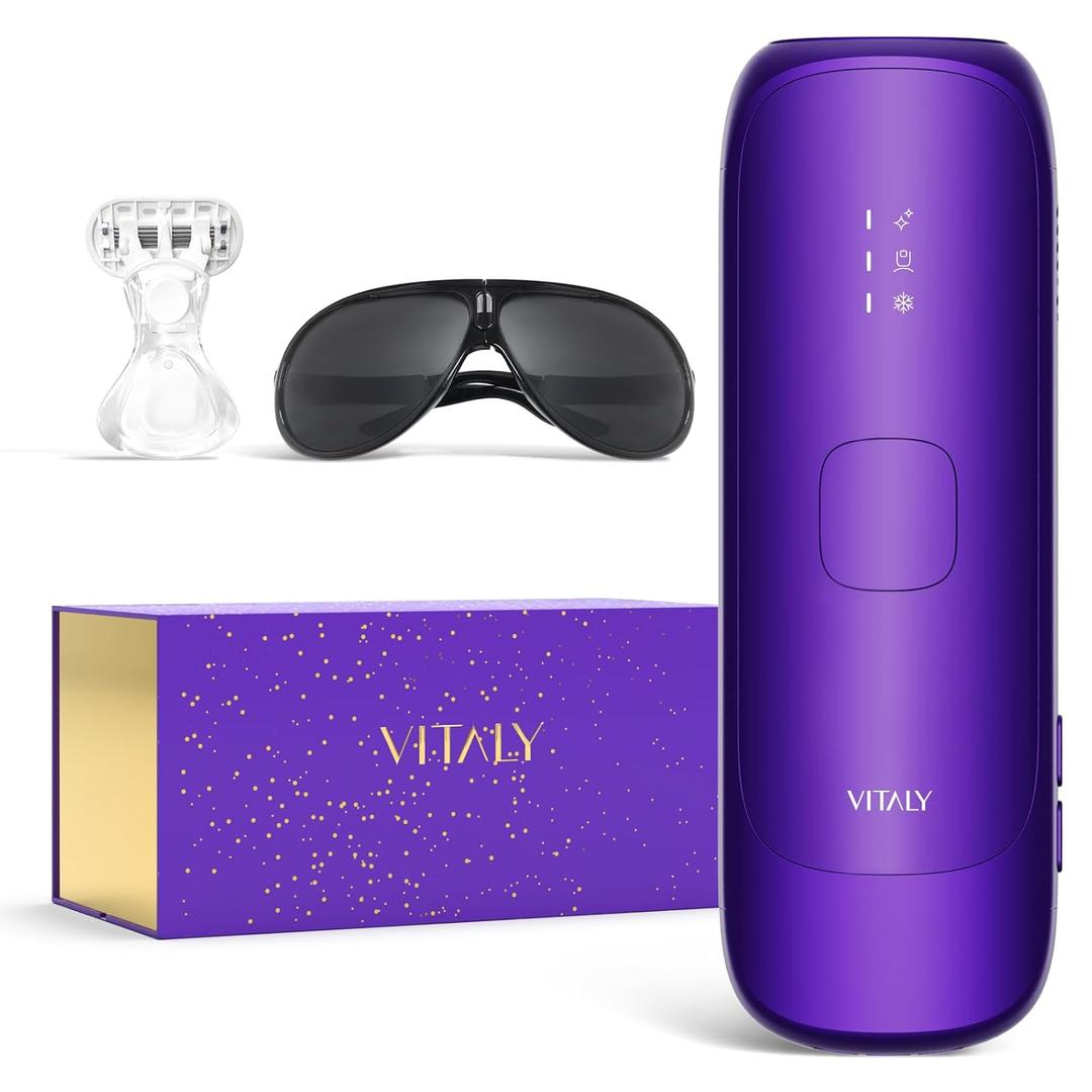 IPL Laser Hair Removal Device For Women: Permanent Hair Removal With Ice-Cooling Care Function, to 999,999 Flashes Nearly Painless & Long-Lasting Results For Fast Full Body, Holiday Gifts Purple (Off White)