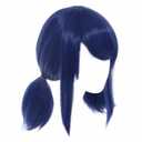 DAZCOS Anime Cosplay Wig For Women Blue Hair With Eyepatch and Bow Ties