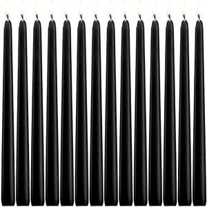 Howemon 14 Pack Black Taper Candles 12 Inch Tall 3/4 Inch Thick Burn 10 Hours