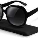 miyya Bug Eye Oversized Polarized Sunglasses Womens, Trendy Retro Sun Glasses for Women 2025, Oversized UV Protection Shades (Black/Black)