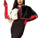 CWDGAGANB Deville Costume Women Black White Devil Accessories Shawl Dalmatian Costume Adult with Red Gloves