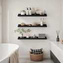 24inch Long Floating Shelves for Wall Decor, 5-Set Shelves with Lip, Black